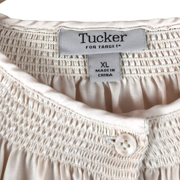 Tucker for Target XL Cream Blouse Romantic Poetcore Minimalist Satin Sheen - Picture 5 of 9